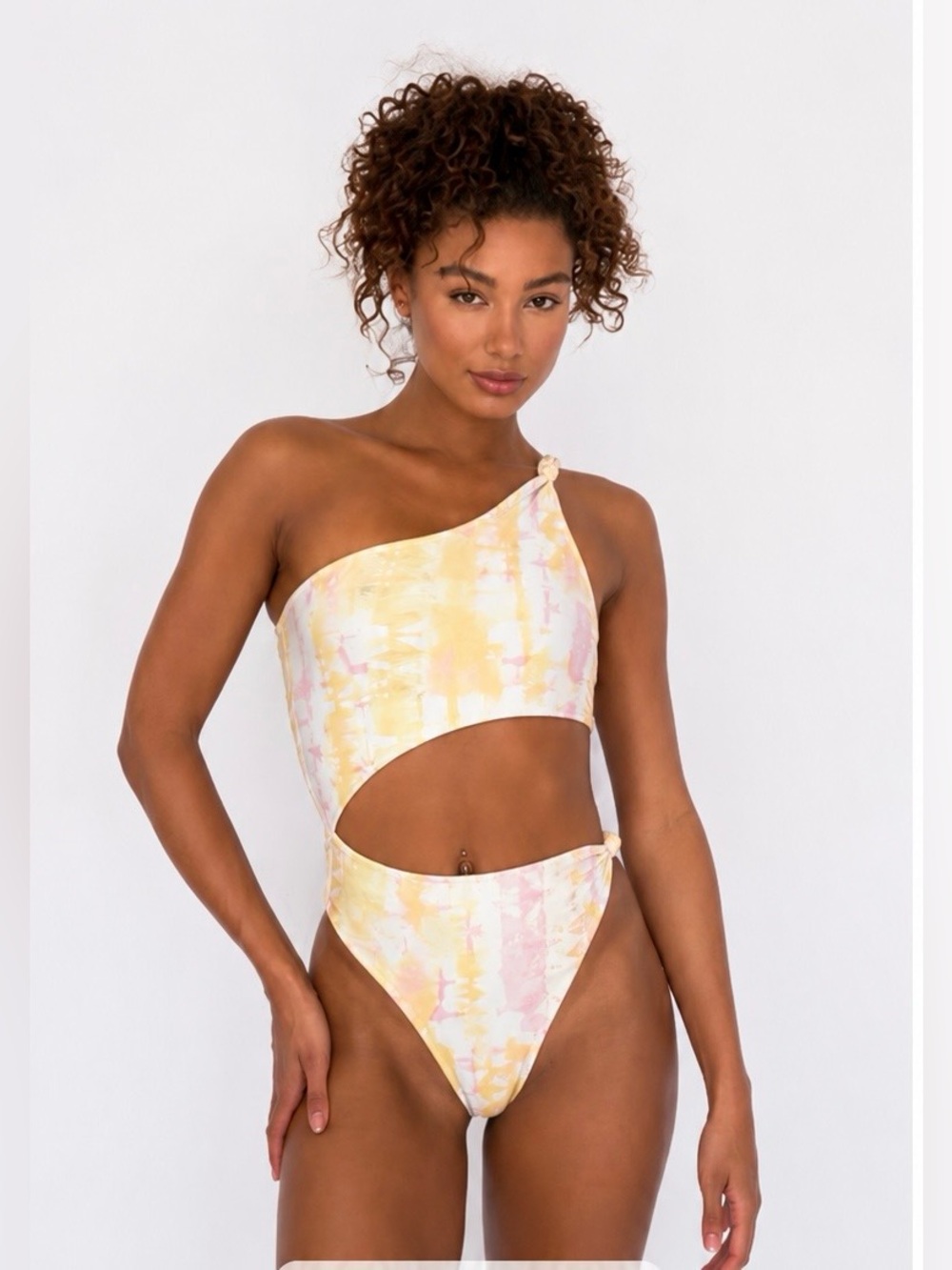 Skatie Nicole Cut‎ Out One Shoulder One Piece Tie Dye Vacation Beach Resort